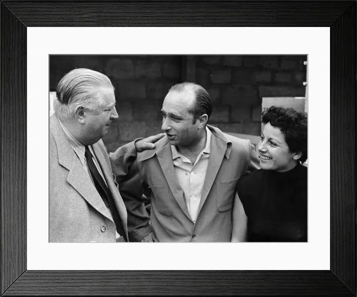 Framed Print : Alfred Neubauer with Juan Manuel Fangio and his wife, c1954-c1955 Framed Print : Alfred Neubauer with Juan Manuel Fangio and his wife, c1954-c1955
