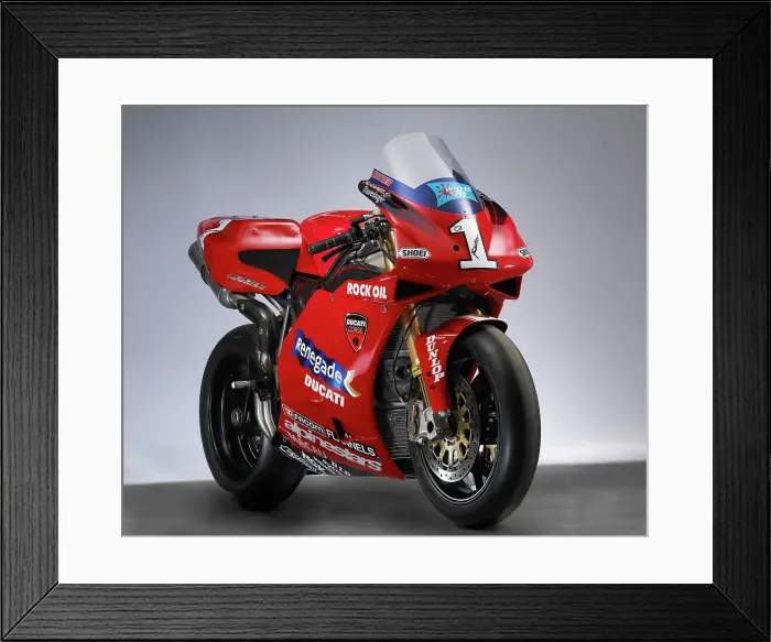 Framed Print : 2002 & 2003 Ducati racing bike Framed Print : 2002 & 2003 Ducati racing bike