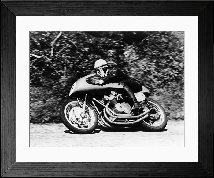 Framed Print : John Surtees on an MV Agusta, Waterworks Corner, Isle of Man Senior TT, 1956 Framed Print : John Surtees on an MV Agusta, Waterworks Corner, Isle of Man Senior TT, 1956