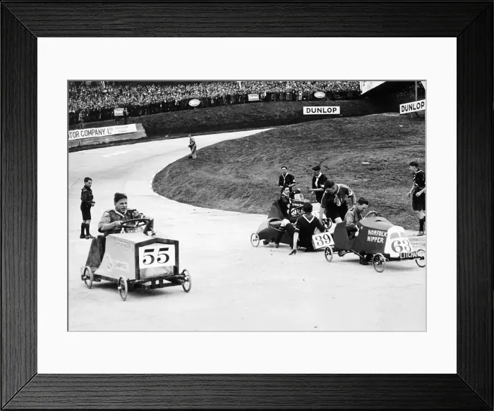 Framed Print : Soap Box Derby at Brooklands, Surrey Framed Print : Soap Box Derby at Brooklands, Surrey
