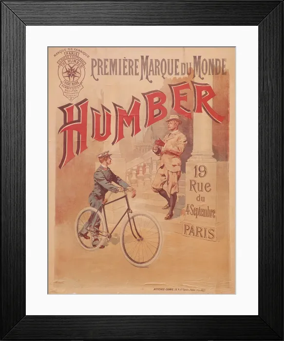 Framed Print : Poster advertising Humber bicycles, late 19th-early 20th century Framed Print : Poster advertising Humber bicycles, late 19th-early 20th century