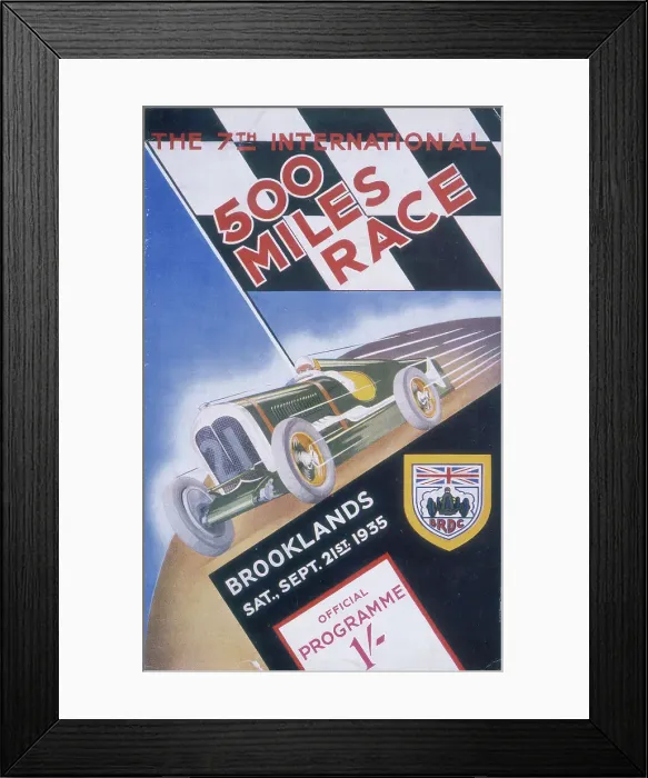 Framed Print : A programme for Brooklands 500 miles race, 1935 Framed Print : A programme for Brooklands 500 miles race, 1935