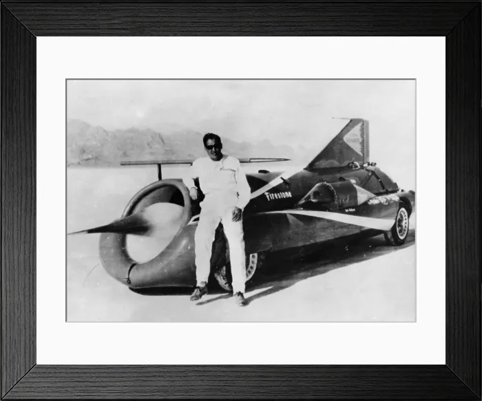 Framed Print : Art Arfons with Green Monster Land Speed Record car, c1966 Framed Print : Art Arfons with Green Monster Land Speed Record car, c1966
