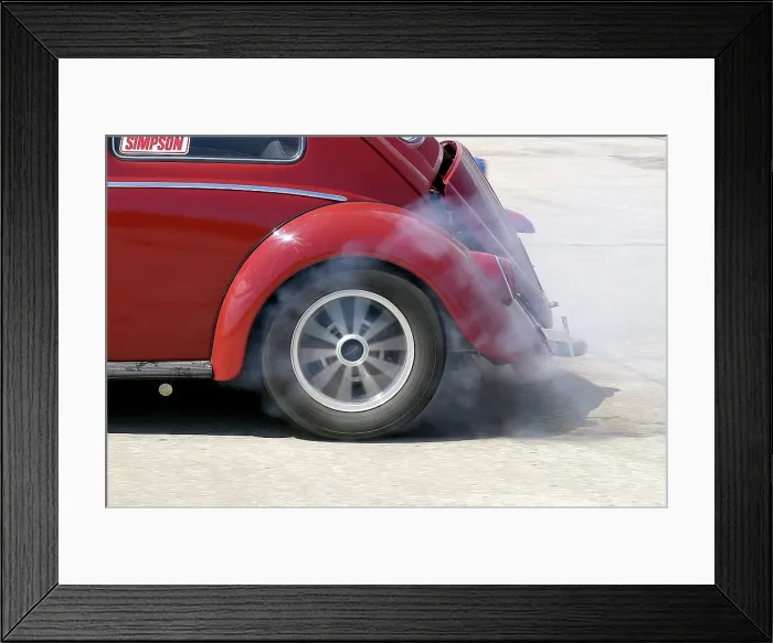 Framed Print : VW Beetle Burning out Framed Print : VW Beetle Burning out