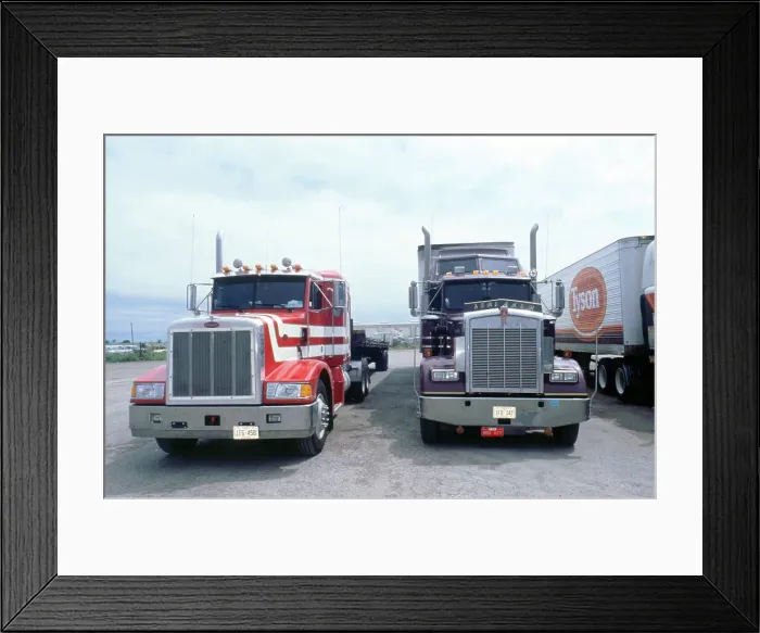 Framed Print : American Trucks at Truckstop in USA Framed Print : American Trucks at Truckstop in USA