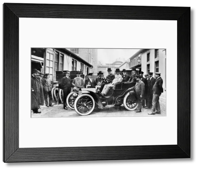 Framed Print : Wilhelm Maybach in a Mercedes, 1903. Creator: Unknown Framed Print : Wilhelm Maybach in a Mercedes, 1903. Creator: Unknown