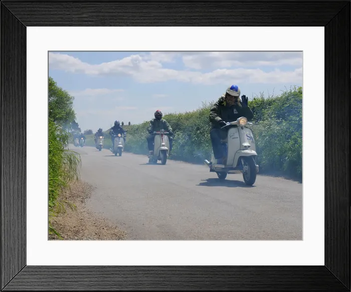 Framed Print : Scooters enjoying run on country lane Framed Print : Scooters enjoying run on country lane
