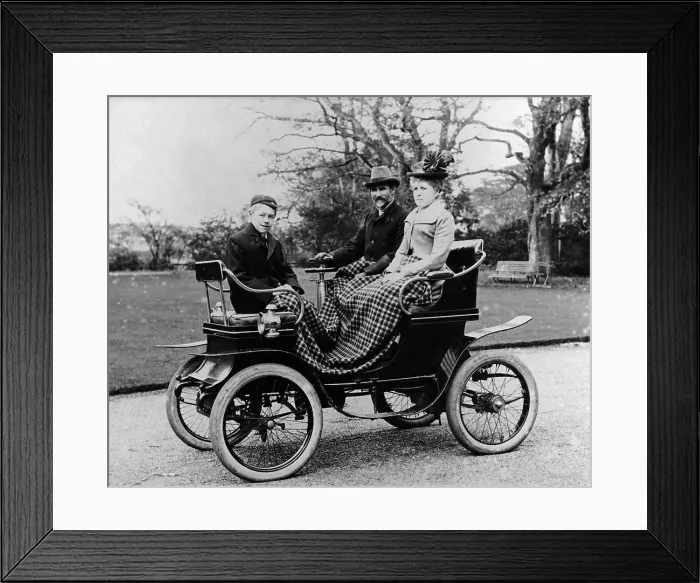 Framed Print : People in a De Dion Vis-a-Vis car, 1902 Framed Print : People in a De Dion Vis-a-Vis car, 1902