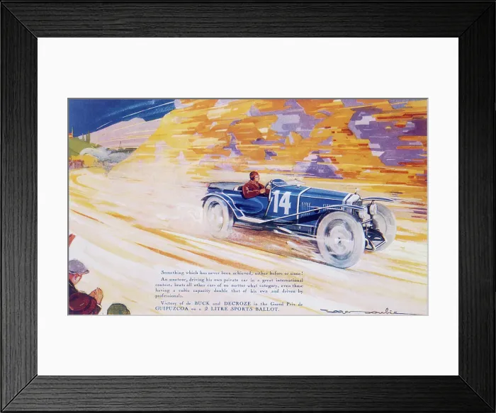 Framed Print : Poster advertising a Ballot 2 litre sports car Framed Print : Poster advertising a Ballot 2 litre sports car