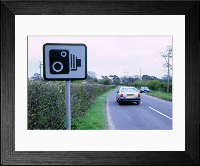Framed Print : Speed Camera warning sign Framed Print : Speed Camera warning sign