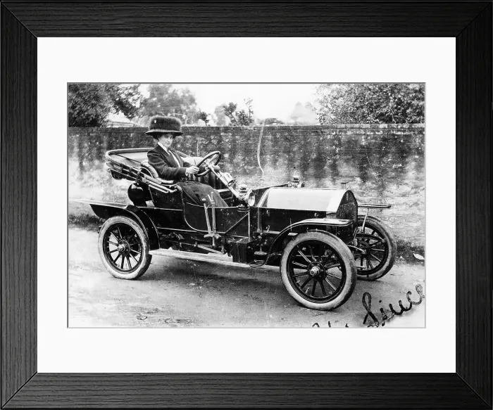 Framed Print : A woman at the wheel of an 8hp Humber, 1909 Framed Print : A woman at the wheel of an 8hp Humber, 1909