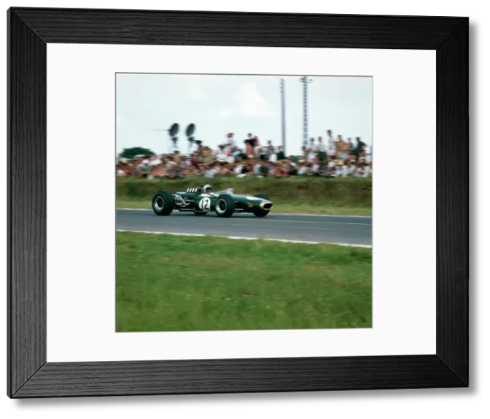 Framed Print : Jack Brabham racing a Brabham-Repco BT19, French Grand Prix, Reims, France, 1966