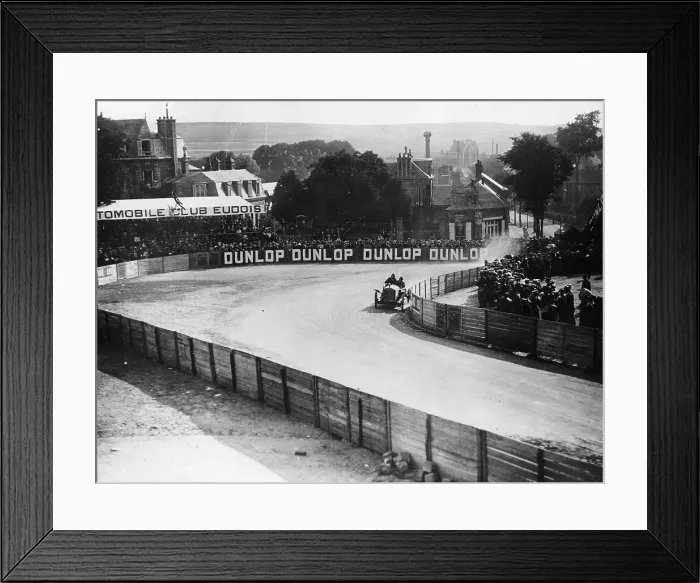 Framed Print : An Austin 100hp car taking a bend, French Grand Prix, Dieppe, 1908 Framed Print : An Austin 100hp car taking a bend, French Grand Prix, Dieppe, 1908