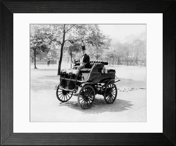 Framed Print : Roger Wallace in his electric car, 1899 Framed Print : Roger Wallace in his electric car, 1899