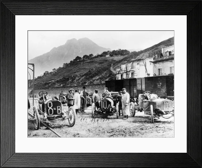 Framed Print : Participants in the Targa Florio race, Sicily, April 1907 Framed Print : Participants in the Targa Florio race, Sicily, April 1907