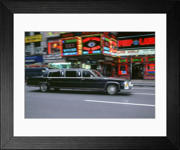 Framed Print : Black stretch limousine, New York 1995 Framed Print : Black stretch limousine, New York 1995