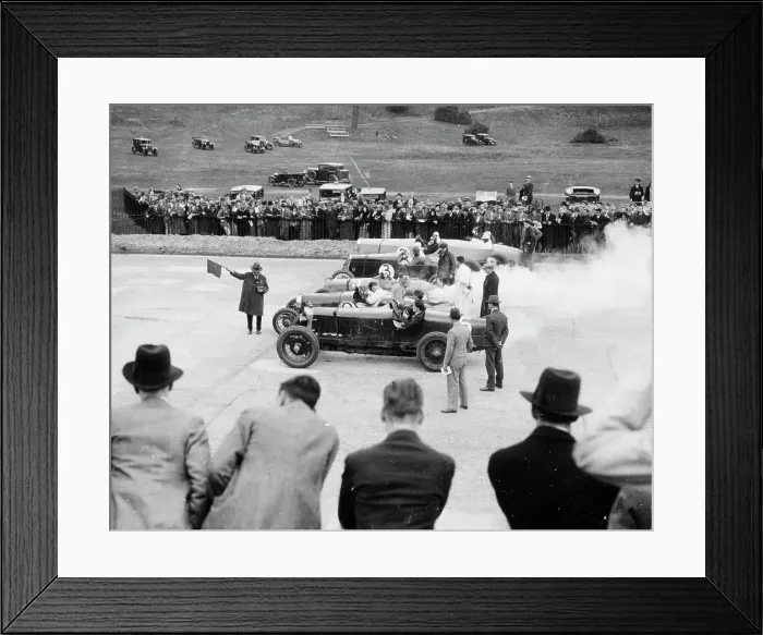 Framed Print : Cars lined up for the start of a race, Brooklands, Surrey, c 1925-c1930 Framed Print : Cars lined up for the start of a race, Brooklands, Surrey, c 1925-c1930