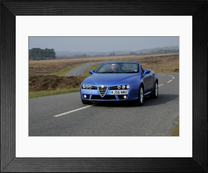 Framed Print : 2006 Alfa Romeo Spyder driving in New Forest Framed Print : 2006 Alfa Romeo Spyder driving in New Forest