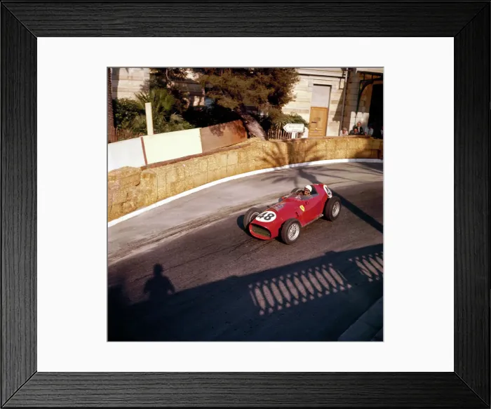 Framed Print : Phill Hill racing a Ferrari D246, Monaco Grand Prix, Monte Carlo, 1959