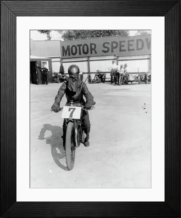 Framed Print : A cyclist at Lea Bridge speedway circuit, 1928 Framed Print : A cyclist at Lea Bridge speedway circuit, 1928