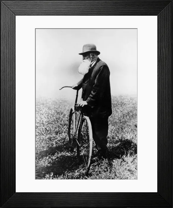Framed Print : John Boyd Dunlop with bicycle, July 1918 Framed Print : John Boyd Dunlop with bicycle, July 1918