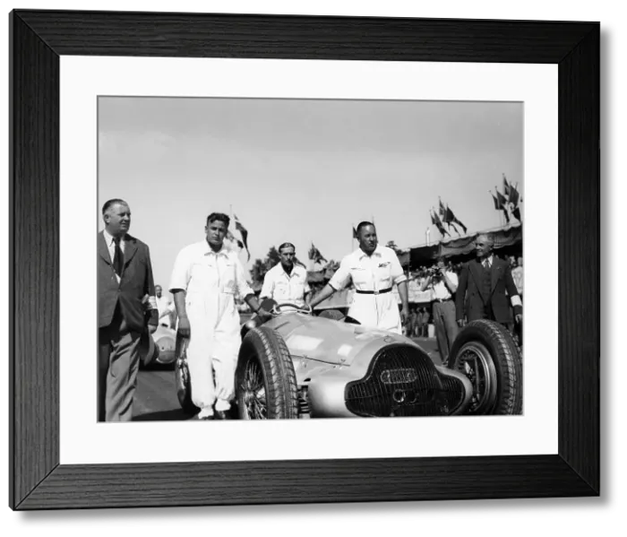 Framed Print : Alfred Neubauer with Mercedes car at the Start of the Italian Grand Prix, Monza, 1938 Framed Print : Alfred Neubauer with Mercedes car at the Start of the Italian Grand Prix, Monza, 1938