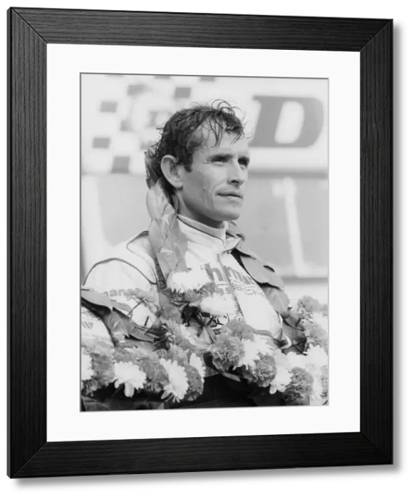 Framed Print : Jacky Ickx after winning the Silverstone 1000km, 1985 Framed Print : Jacky Ickx after winning the Silverstone 1000km, 1985