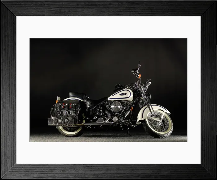 Framed Print : Harley Davidson soft tail springer 2005. Artist: Simon Clay Framed Print : Harley Davidson soft tail springer 2005. Artist: Simon Clay
