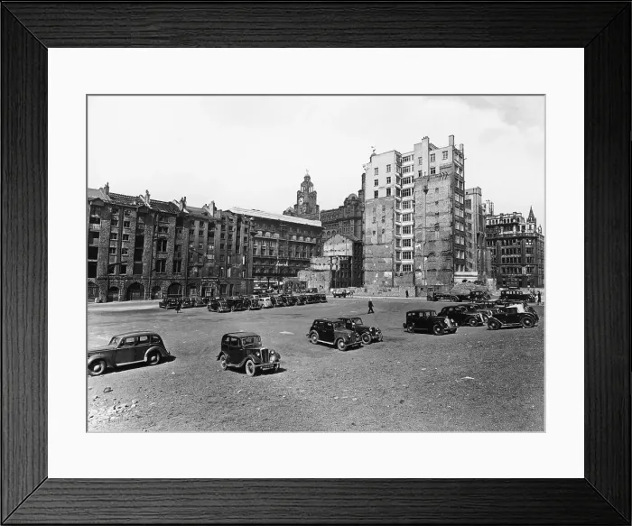 Framed Print : A car park, Brunswick Street, Liverpool, May 1946 Framed Print : A car park, Brunswick Street, Liverpool, May 1946