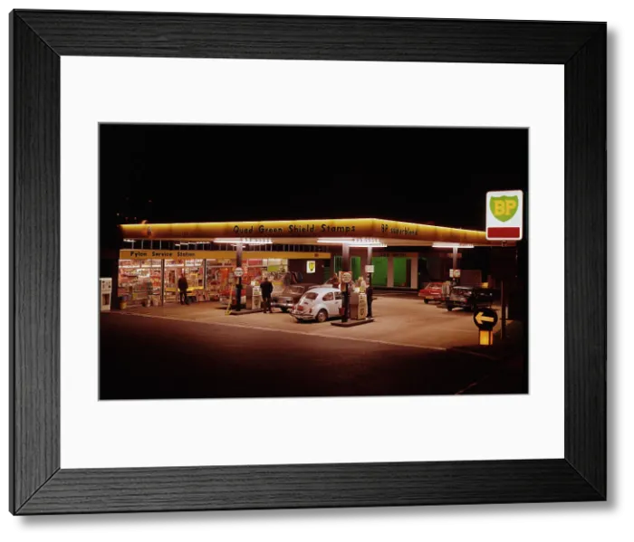 Framed Print : 1970's BP petrol station Forecourt Framed Print : 1970's BP petrol station Forecourt