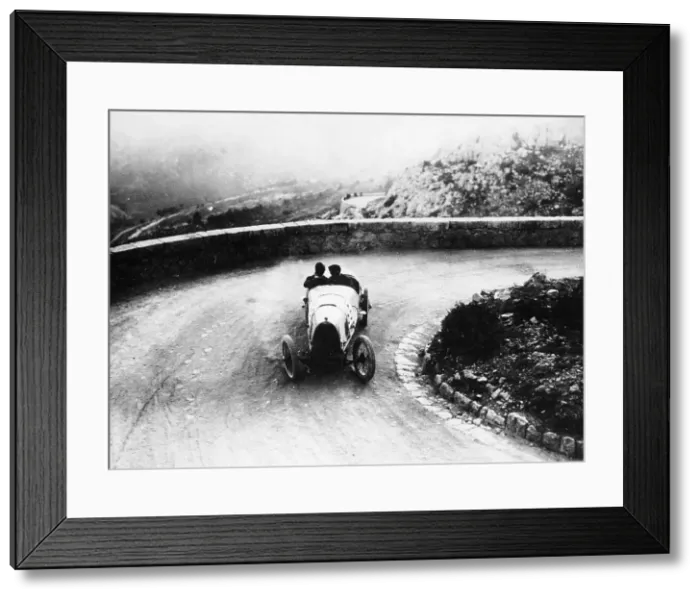 Framed Print : Louis Chiron driving a Bugatti at a hill climb, 1923