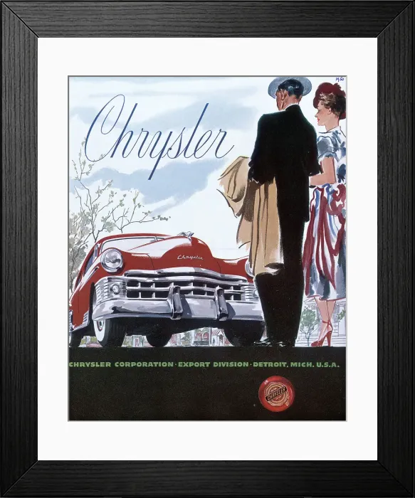 Framed Print : Poster advertising a Chrysler, 1950 Framed Print : Poster advertising a Chrysler, 1950