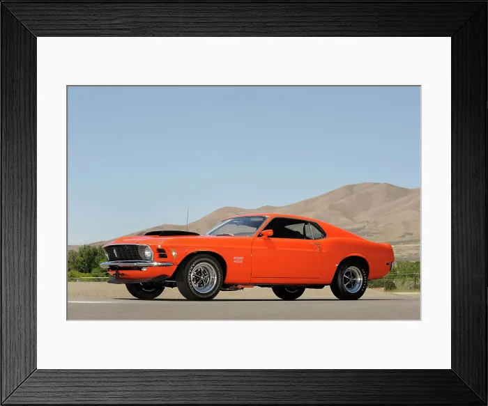 Framed Print : Ford Mustang Boss 429 1970. Artist: Simon Clay Framed Print : Ford Mustang Boss 429 1970. Artist: Simon Clay