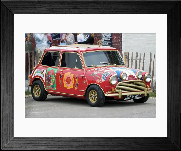 Framed Print : 1966 Austin Mini Coopers owned by Beatle George Harrison Framed Print : 1966 Austin Mini Coopers owned by Beatle George Harrison