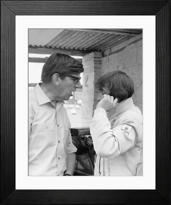 Framed Print : Ken Tyrrell and Jackie Stewart, (c1960s?) Framed Print : Ken Tyrrell and Jackie Stewart, (c1960s?)