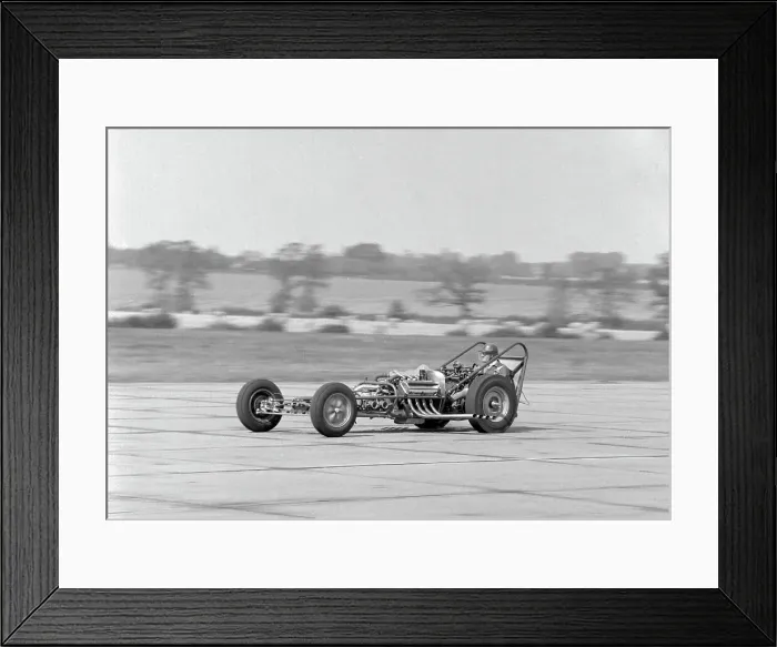 Framed Print : Allard dragster driven by Sydney Allard during testing at North Weald Airfield in Essex 1961 Framed Print : Allard dragster driven by Sydney Allard during testing at North Weald Airfield in Essex 1961