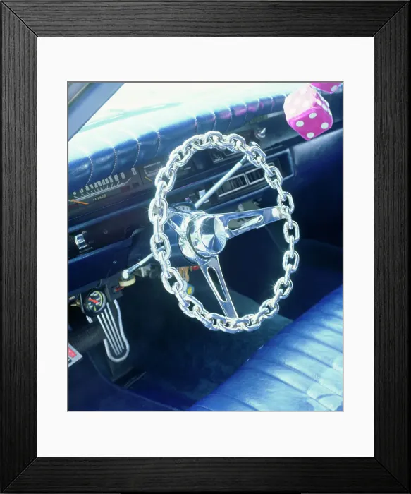 Framed Print : 1969 Plymouth customised sedan interior