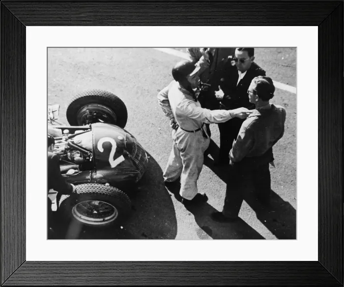 Framed Print : Giuseppe Farina and Alfa Romeo 159, French Grand Prix, Rheims, 1951 Framed Print : Giuseppe Farina and Alfa Romeo 159, French Grand Prix, Rheims, 1951