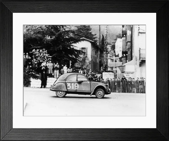 Framed Print : A Citroen 2CV in the Monte Carlo Rally, 1954 Framed Print : A Citroen 2CV in the Monte Carlo Rally, 1954