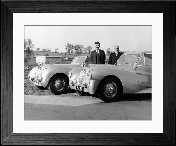 Framed Print : Geoff Healey (on the left), and Donald Healey, late 1940s Framed Print : Geoff Healey (on the left), and Donald Healey, late 1940s