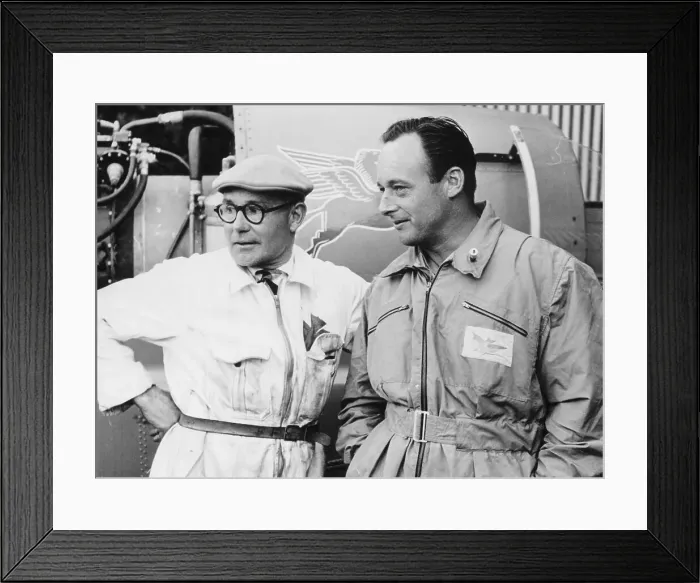 Framed Print : Donald Campbell and Leo Villa, Coniston, Cumbria 1956 Framed Print : Donald Campbell and Leo Villa, Coniston, Cumbria 1956
