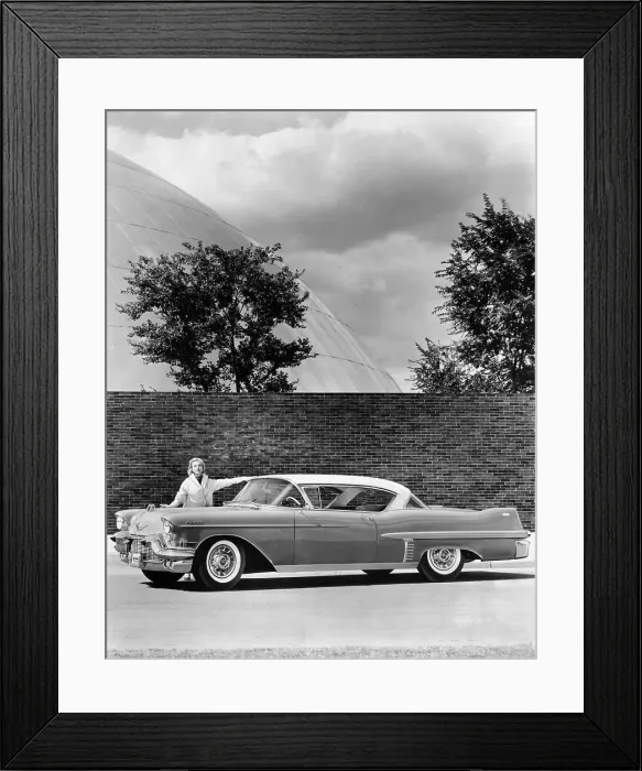 Framed Print : Woman with a 1957 Cadillac coupe de ville, (c1957?) Framed Print : Woman with a 1957 Cadillac coupe de ville, (c1957?)