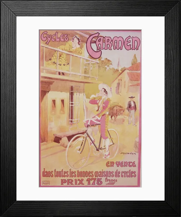 Framed Print : Poster advertising Carmen bicycles, late 19th-early 20th century. Artist: Marodon Framed Print : Poster advertising Carmen bicycles, late 19th-early 20th century. Artist: Marodon