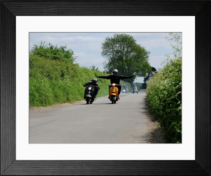 Framed Print : Mods on scooters on club run 2008 Framed Print : Mods on scooters on club run 2008