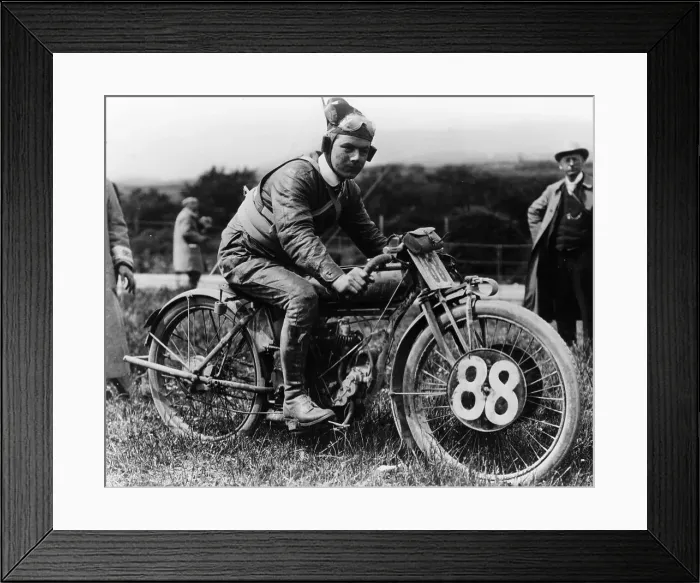 Framed Print : A man dressed in leathers on a Harley-Davidson Framed Print : A man dressed in leathers on a Harley-Davidson