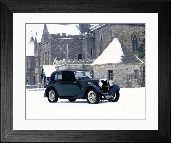 Framed Print : A 1934 Riley Falcon in the snow Framed Print : A 1934 Riley Falcon in the snow