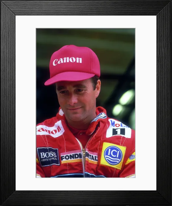 Framed Print : Nigel Mansell at the British Grand Prix, Silverstone, Northamptonshire, 1988 Framed Print : Nigel Mansell at the British Grand Prix, Silverstone, Northamptonshire, 1988