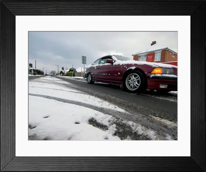Framed Print : BMW driving in slush, Blackfield 2009 Framed Print : BMW driving in slush, Blackfield 2009