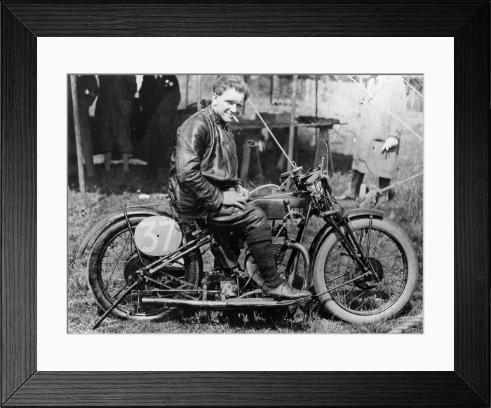 Framed Print : FW Dixon with a HRD motorbike, 1927 Framed Print : FW Dixon with a HRD motorbike, 1927