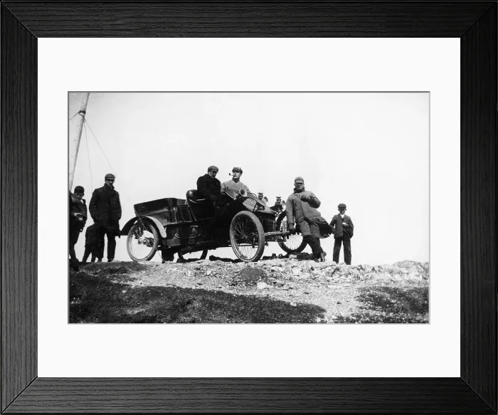 Framed Print : A veteran car and passengers at Great Orme's Head, Wales, 1903 Framed Print : A veteran car and passengers at Great Orme's Head, Wales, 1903
